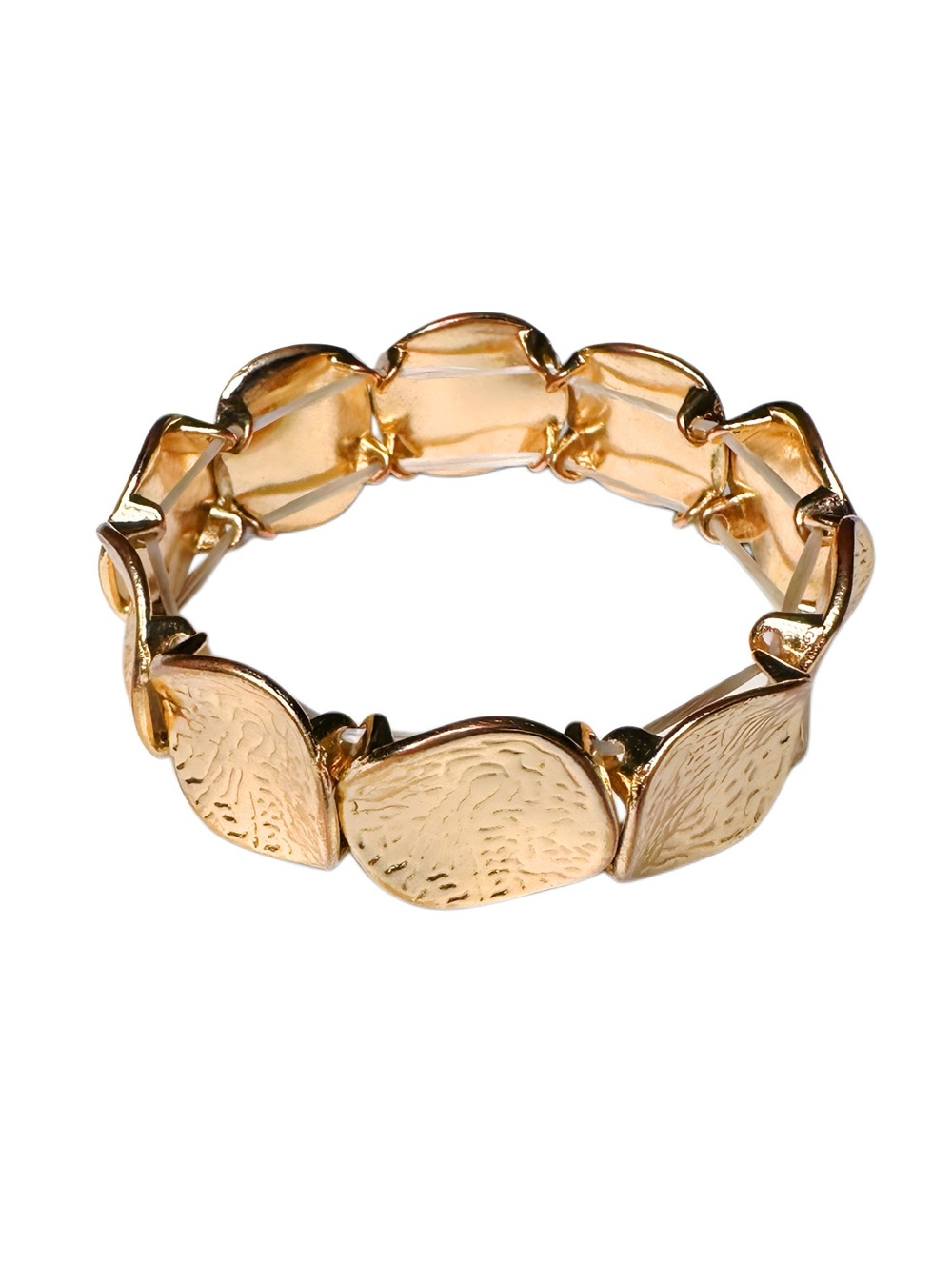 5/$25 😻 Gold Tone Textured Link Stretch Bracelet - Women Jewelry